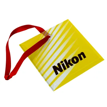 Nikon, Christmas ornament, glass square ornament 9x9cm