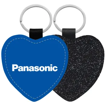 Panasonic, Μπρελόκ PU δερμάτινο glitter καρδιά ΜΑΥΡΟ