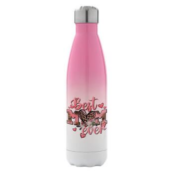 Best mom ever Mother's Day, Metal mug thermos Pink/White (Stainless steel), double wall, 500ml