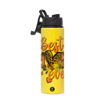 Best mom ever Mother's Day, Metallic water bottle with safety lid, 850ml aluminum