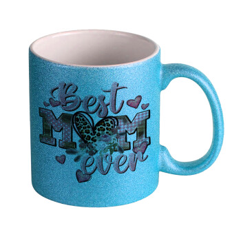 Best mom ever Mother's Day, Κούπα Σιέλ Glitter που γυαλίζει, κεραμική, 330ml