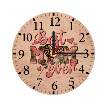 Best mom ever Mother's Day, Ρολόι τοίχου ξύλινο plywood (20cm)