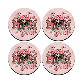 Best mom ever Mother's Day, SET of 4 round wooden coasters (9cm)