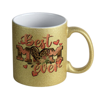Best mom ever Mother's Day, Κούπα Χρυσή Glitter που γυαλίζει, κεραμική, 330ml