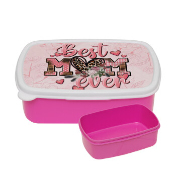 Best mom ever Mother's Day, ΡΟΖ παιδικό δοχείο φαγητού (lunchbox) πλαστικό (BPA-FREE) Lunch Βox M18 x Π13 x Υ6cm