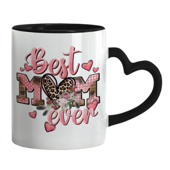 Best mom ever Mother's Day, Mug heart black handle, ceramic, 330ml