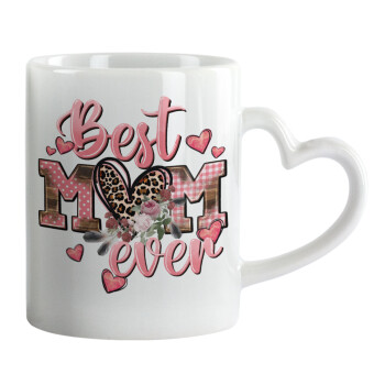 Best mom ever Mother's Day, Mug heart handle, ceramic, 330ml