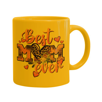 Best mom ever Mother's Day, Ceramic coffee mug yellow, 330ml (1pcs)