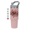 ΡΟΖ Travel Tumbler Θερμός με χερούλι και καλαμάκι 890ml