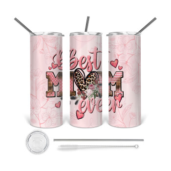 Best mom ever Mother's Day, 360 Eco friendly stainless steel tumbler 600ml, with metal straw & cleaning brush