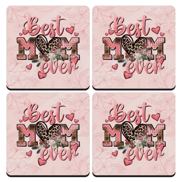 Best mom ever Mother's Day — Σουβέρ ξύλινα τετράγωνα (9cm)