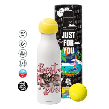 Best mom ever Mother's Day, Tennis ball Metal mug thermos White, double wall, 550ml