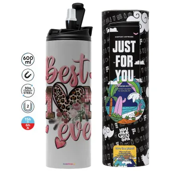 Best mom ever Mother's Day, Tumbler ποτήρι θερμό ΓΚΡΙ από ανοξείδωτο ατσάλι 600ml