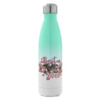 Best mom ever Mother's Day, Μεταλλικό παγούρι θερμός Πράσινο/Λευκό (Stainless steel), διπλού τοιχώματος, 500ml