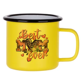 Best mom ever Mother's Day, Metallic enamel MATT Yellow cup 360ml