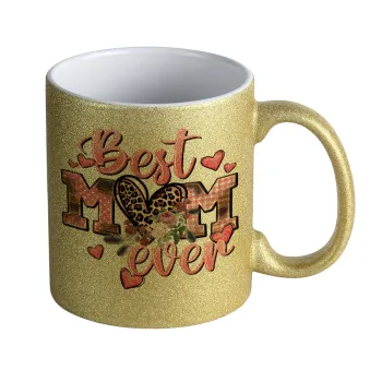 Best mom ever Mother's Day, Κούπα Χρυσή Glitter που γυαλίζει, κεραμική, 330ml