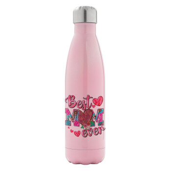 Best mom ever Mother's Day pink, Metal mug thermos Pink Iridiscent (Stainless steel), double wall, 500ml