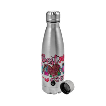 Best mom ever Mother's Day pink, Metallic water bottle, stainless steel, 750ml