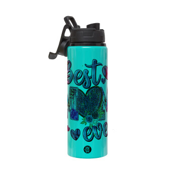 Best mom ever Mother's Day pink, Μεταλλικό παγούρι νερού με καπάκι ασφαλείας, αλουμινίου 850ml