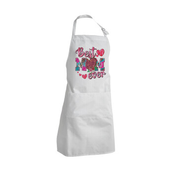 Best mom ever Mother's Day pink, Adult Chef Apron (with sliders and 2 pockets)