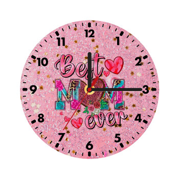 Best mom ever Mother's Day pink, Wooden wall clock (20cm)
