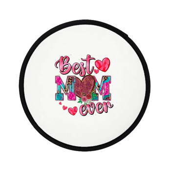 Best mom ever Mother's Day pink, Βεντάλια υφασμάτινη αναδιπλούμενη με θήκη (20cm)