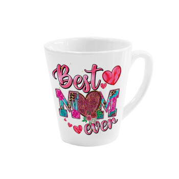 Best mom ever Mother's Day pink, Κούπα κωνική Latte Λευκή, κεραμική, 300ml