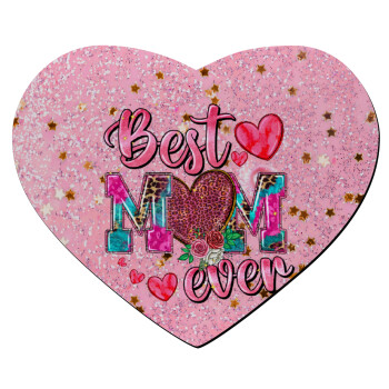 Best mom ever Mother's Day pink, Mousepad heart 23x20cm