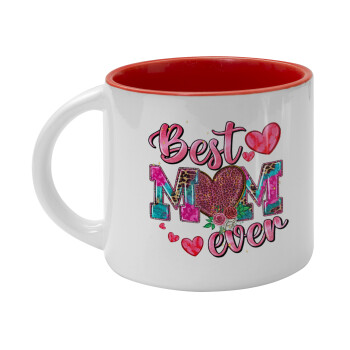 Best mom ever Mother's Day pink, Κούπα κεραμική 400ml Λευκή/Κόκκινη