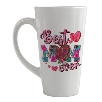 Best mom ever Mother's Day pink, Κούπα κωνική Latte Μεγάλη, κεραμική, 450ml