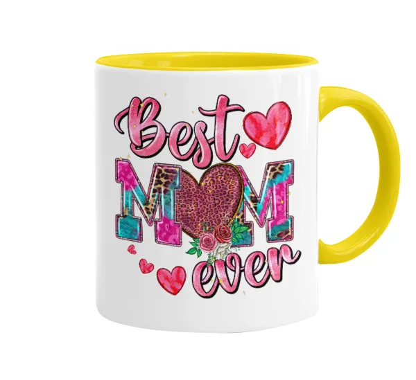Best mom ever Mother's Day pink — Κεραμική Κίτρινη, 330ml