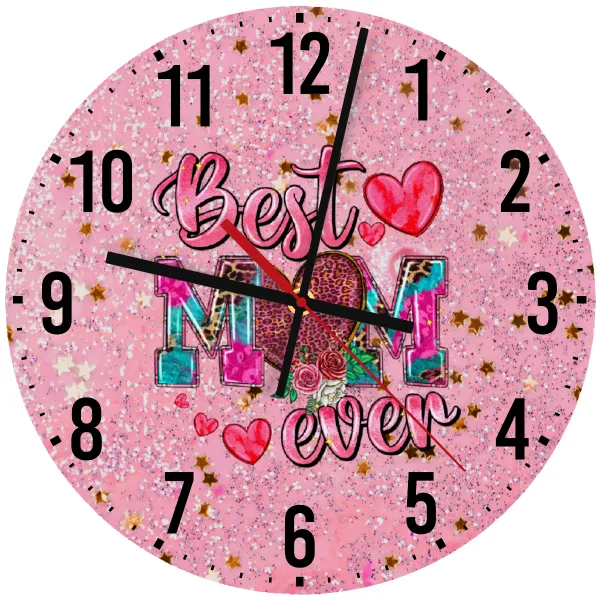 Best mom ever Mother's Day pink — Ρολόι τοίχου ξύλινο 30cm