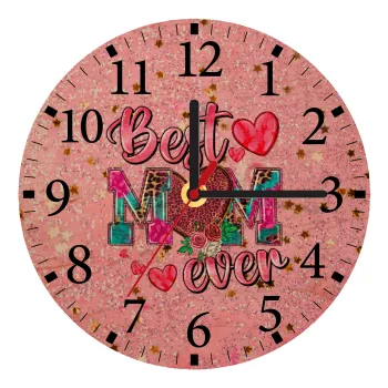 Best mom ever Mother's Day pink, Ρολόι τοίχου ξύλινο plywood (20cm)