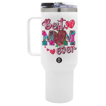 Best mom ever Mother's Day pink, Mega Stainless steel Tumbler with lid, double wall 1,2L