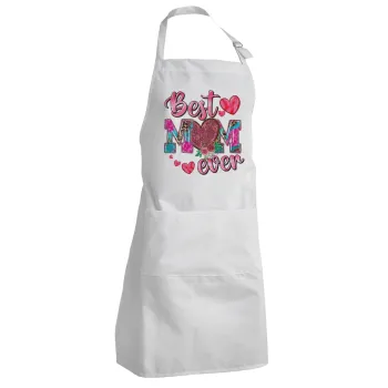 Best mom ever Mother's Day pink, Adult Chef Apron (with sliders and 2 pockets)