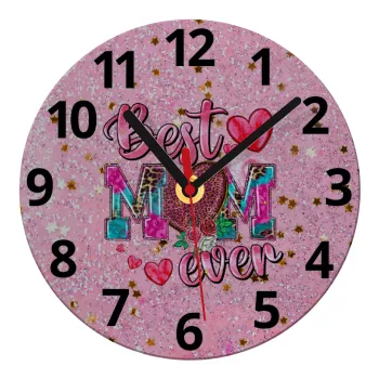 Best mom ever Mother's Day pink, Ρολόι τοίχου γυάλινο (20cm)
