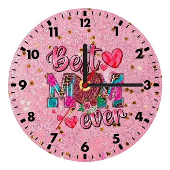 Best mom ever Mother's Day pink, Ρολόι τοίχου ξύλινο (20cm)
