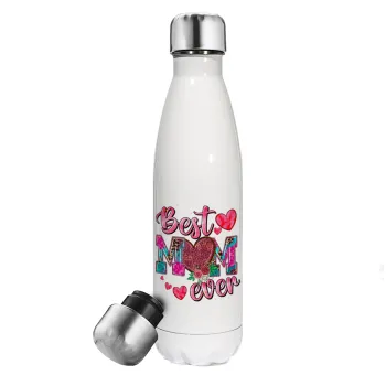 Best mom ever Mother's Day pink, Metal mug thermos White (Stainless steel), double wall, 500ml