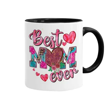 Best mom ever Mother's Day pink, Mug colored black, ceramic, 330ml