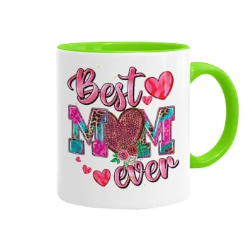 Best mom ever Mother's Day pink, Κούπα χρωματιστή βεραμάν, κεραμική, 330ml