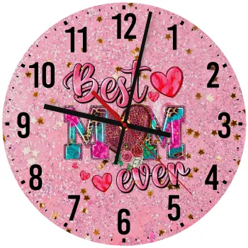 Best mom ever Mother's Day pink, Ρολόι τοίχου ξύλινο (30cm)