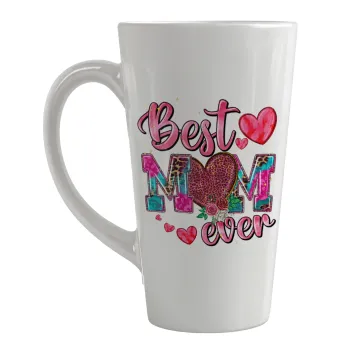 Best mom ever Mother's Day pink, Κούπα κωνική Latte Μεγάλη, κεραμική, 450ml