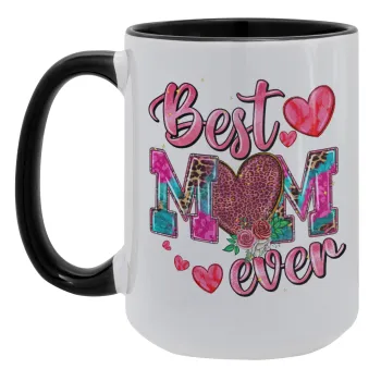 Best mom ever Mother's Day pink, Κούπα Mega 15oz, κεραμική Μαύρη, 450ml