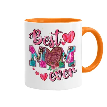 Best mom ever Mother's Day pink, Κούπα χρωματιστή πορτοκαλί, κεραμική, 330ml