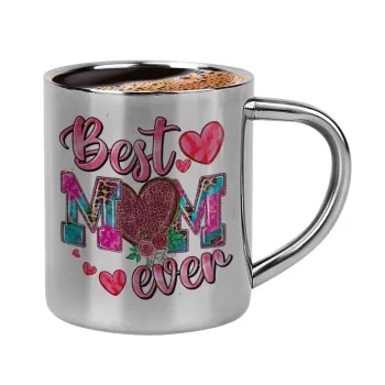 Best mom ever Mother's Day pink, Κουπάκι μεταλλικό διπλού τοιχώματος για espresso (220ml)
