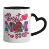 Mug heart black handle, ceramic, 330ml