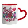 Mug heart red handle, ceramic, 330ml