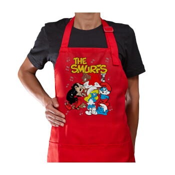 Τα στρουμφάκια, Ποδιά Μακριά Σεφ ολόσωμη με τσέπες Κόκκινη (ΕΝΗΛΙΚΩΝ)