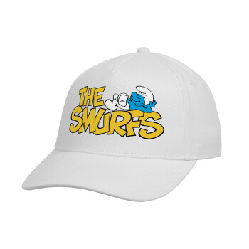 The smurfs, Καπέλο Ενηλίκων Baseball, Drill, Λευκό (100% ΒΑΜΒΑΚΕΡΟ, ΕΝΗΛΙΚΩΝ, UNISEX, ONE SIZE)