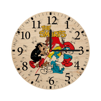 Τα στρουμφάκια, Ρολόι τοίχου ξύλινο plywood (20cm)